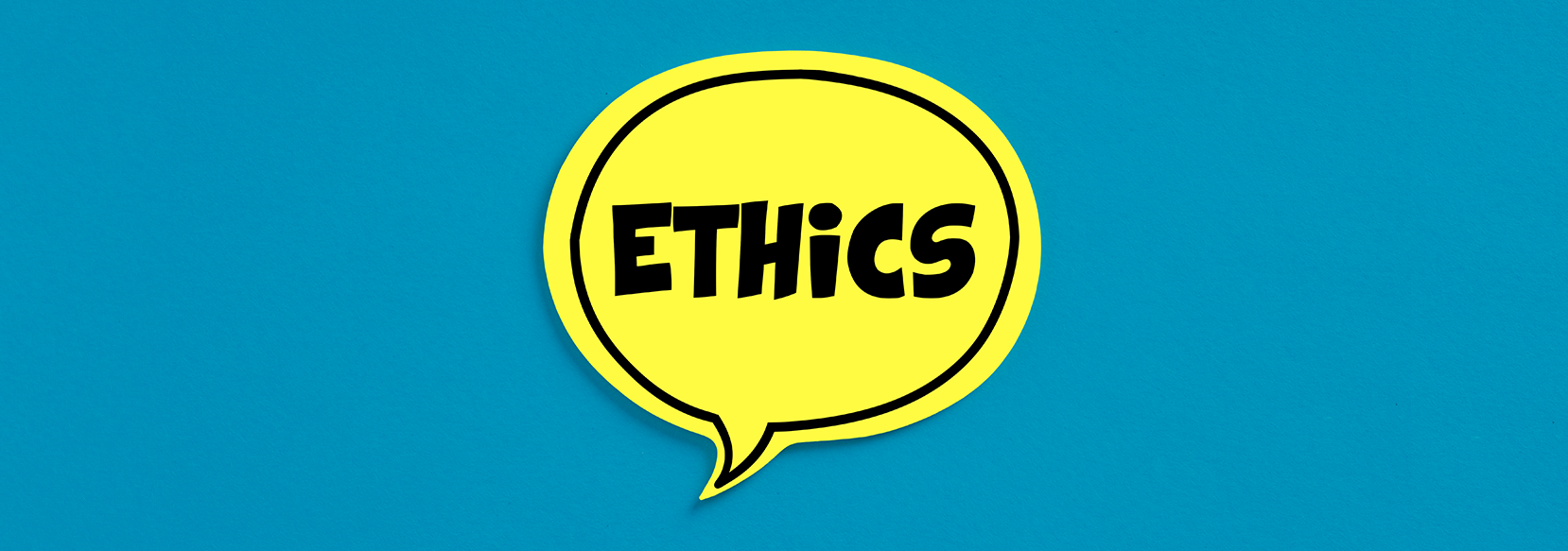 Graphic of speech bubble with Ethics written in the middle