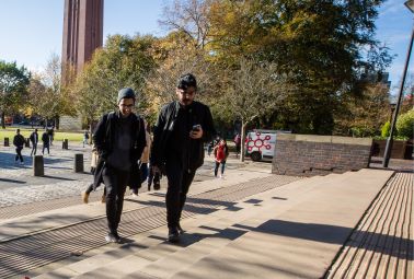 Two students walking